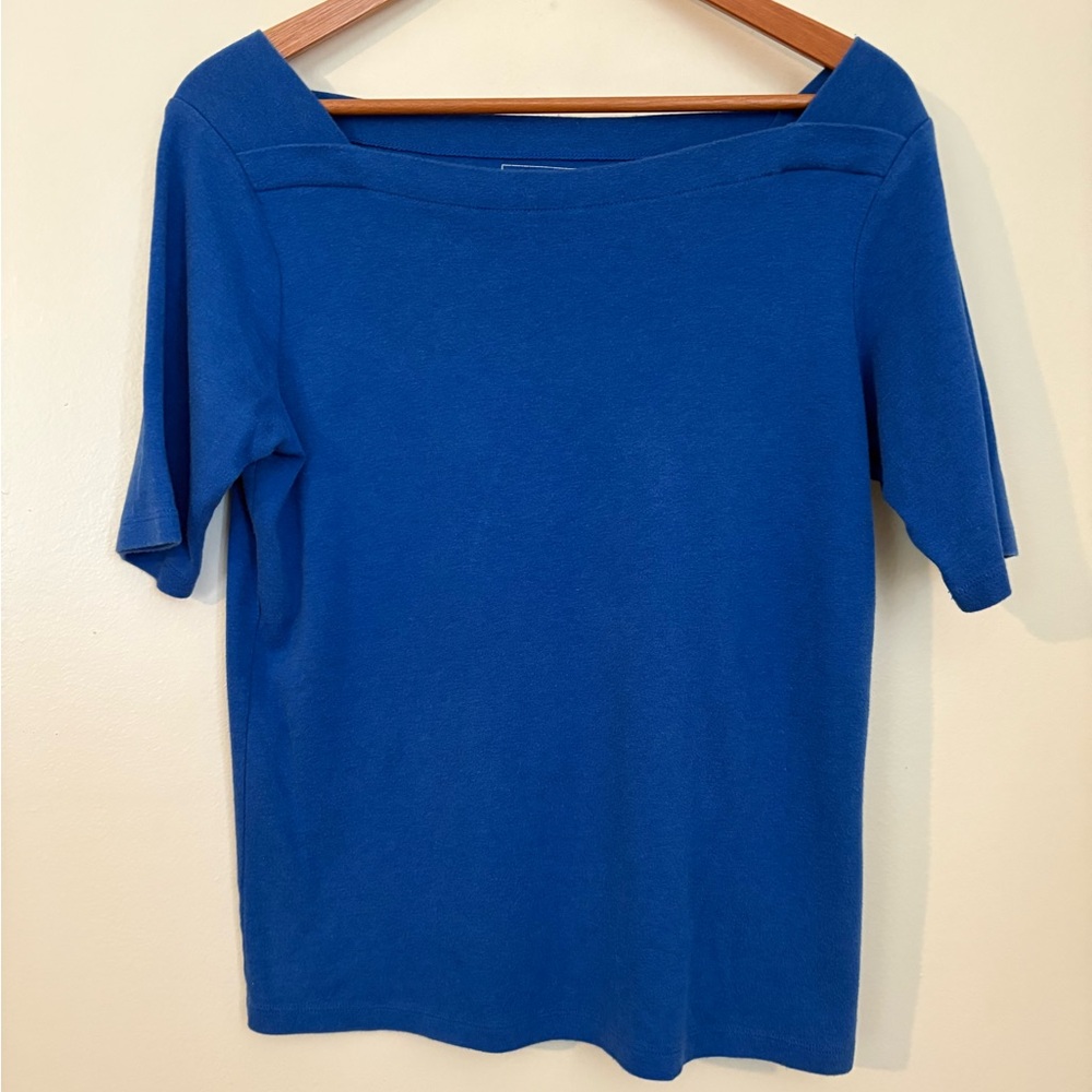 L.L. Bean Blue Short Sleeve Top, Size Medium